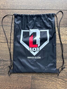 BL101 Black Drawstring Backpack with Red Logo - Kids NEW W/O TAGS